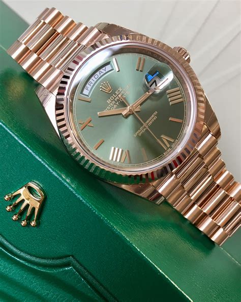 rolex emerald face day date|rolex day date 40 everose gold.